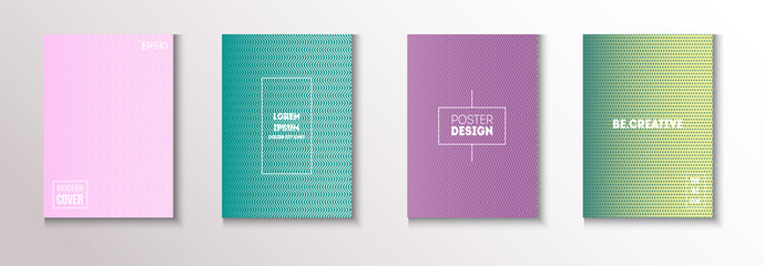 Wavy Minimal Cover Vector Set. Modern Flyer Paper Design. Cool