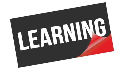 LEARNING text on black red sticker stamp.