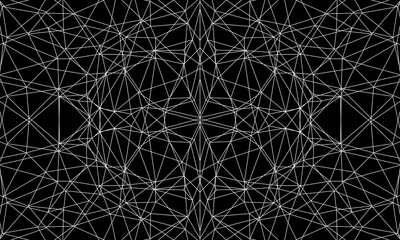 Symmetric hi tech background of geometric facets. Modern black and white pattern. 