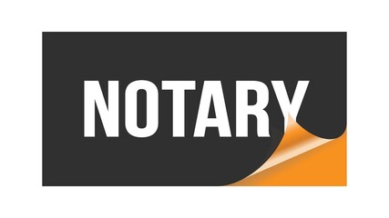 NOTARY text written on black orange sticker.