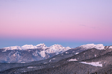 landscape with mountains and snow