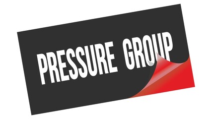 PRESSURE  GROUP text on black red sticker stamp.