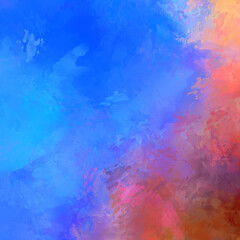 Fototapeta premium Painted composition with vibrant brush strokes. Textured colorful painting. Paint brushed wallpaper.