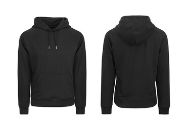 Add your own design. Women's Black Pullover Hoodie with Raglan Sleeve, cutout and Isolated on a...