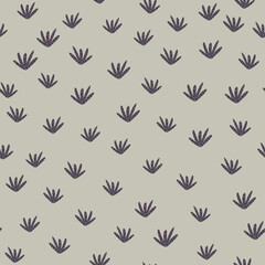 Random abstract seamless pattern with little grey foliage print. Light grey background. Simple backdrop.