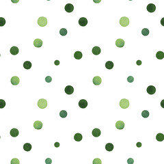 Seamless pattern with watercolor green peas isolated on white background. Chaotic placement.