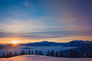 sunset in the mountains