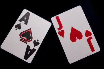 Casino BlackJack cards over on background