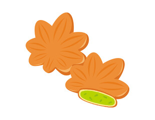 もみじまんじゅうのベクターイラスト 和菓子 Art Wall Mural A Nisi