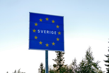 Sweden Border Road sign , taken in nordkapp, europe