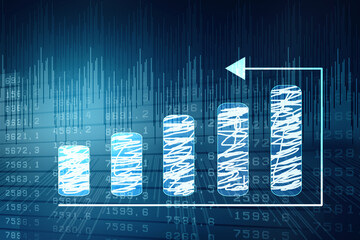 2d rendering Stock market online business concept. business Graph 