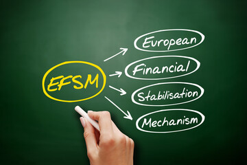 EFSM - European Financial Stabilisation Mechanism acronym, business concept on blackboard