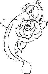 koi fish with isolate and sticker.Japanese koi carp tattoo design.Lucky Chainese animal.