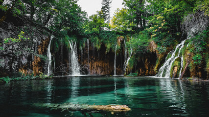 fairytale nature of Plitvice lakes in Croatia, National park. 