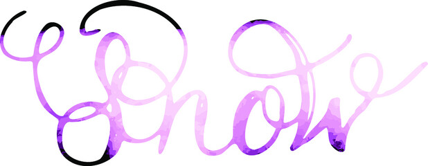 Lettering pink, purple word Snow isolated for logo