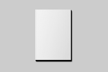 Realistic single blank book cover illustration for mockup. 3D Render.