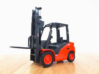 Modern forklift truck isolated on white background