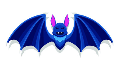 
Angry bat isolated on white background. 
Cartoon vector illustration.