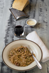 Vegetarian risotto with veggie and apple.