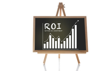 ROI return on investment with growth graph concept and business making money profit idea