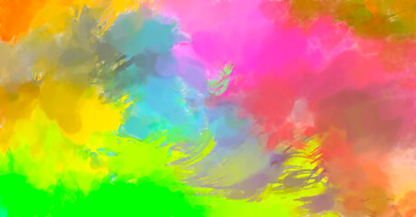 Contemporary art. Hand made painting. Modern artwork. Painting with brushstrokes of watercolor on surface. 2d illustration. Artistic background image. Abstract painting on canvas. Colorful texture.