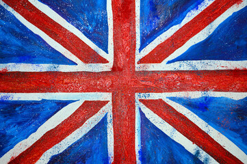 Great Britain flag painted with oil paints