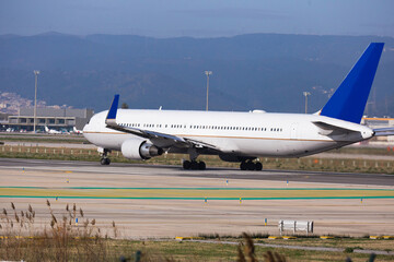 Fototapeta na wymiar passenger plane lands at airport