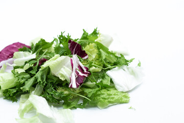 Mix of salads on a white background
