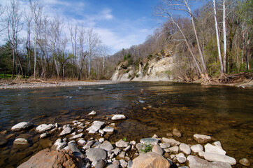 609-06 Sugar Creek & Cliffs in Spring