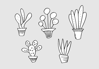 Set of flower doodles flower isolated on white background.