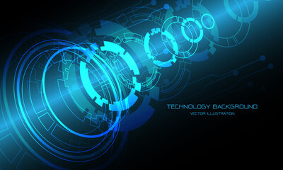 Technology blue circle cyber circuit disassemble overlap futuristic design background modern vector illustration.