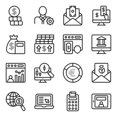 Finance and Data Linear Icons Pack 