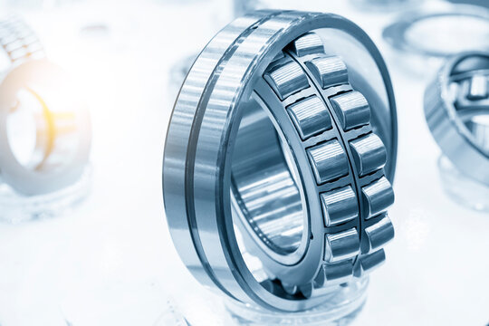 The cylindrical rolling bearing part with lighting effect. The mechanical part manufacturing concept .