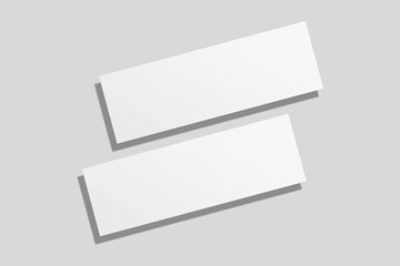 Realistic blank ticket illustration for mockup. 3D Render.