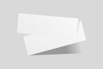 Realistic blank ticket illustration for mockup. 3D Render.