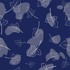 Vector seamless pattern. Line art of leaves. Autumn, spring, summer.