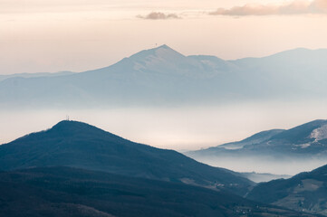 Winter in snow covered mountains