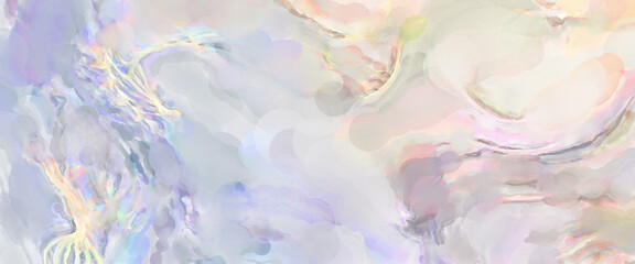 Contemporary art. Hand made painting. Modern artwork. Painting with brushstrokes of watercolor on surface. 2d illustration. Artistic background image. Abstract painting on canvas. Colorful texture.