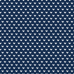 Hand drawn vector navy blue white Hearts Seamless Pattern. Romantic Valentine's Day, Birthday Holiday Texture. Abstract Love Background for fashion print, wrapping paper, textile, invitation, package