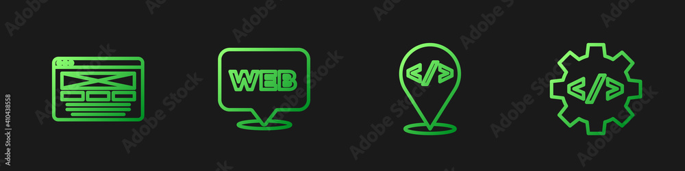 Wall mural set line front end development, ui or ux design, web and graphic and . gradient color icons. vector.