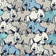 Seamless pattern with Oxen, Chinese zodiac animal for 2021. Bulls in cartoon style. Perfect design for kids.