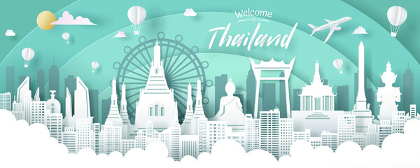 Vector of Thailand landmark, travel and tourism concept.