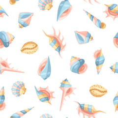 Seamless pattern with seashells.