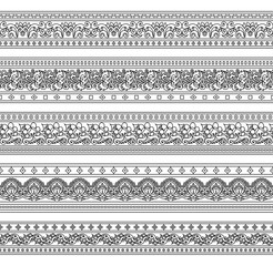 Abstract ethnic nature seamless line art stripes set