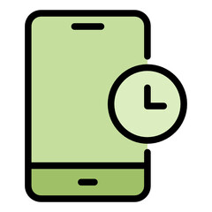 clock and smartphone icon design colorline style