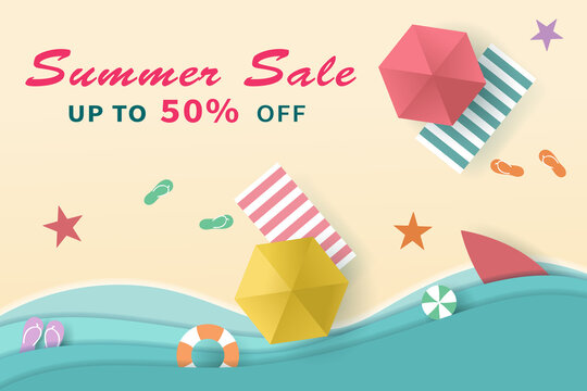 Vector of digital craft style for Summer sale banner.