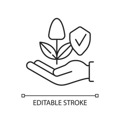 Sustainable agriculture linear icon. Smart farm. Environmental protection. Chemical pesticides. Thin line customizable illustration. Contour symbol. Vector isolated outline drawing. Editable stroke