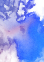 Abstract colorful watercolor on white background. Digital art painting.