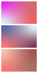 Set of 3 large beautiful cool light clean soft airy vector gradient backgrounds for advertising brochures, banners, prints, websites. Vector illustration