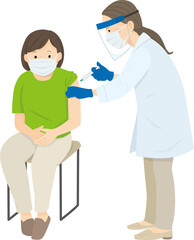Vector illustration of vaccinated women